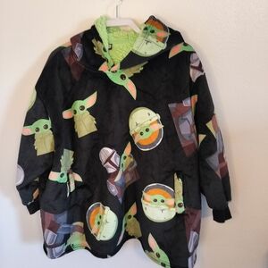 Star Wars Baby Yoda Fleece Lined Blanket Hoodie Adult Loungewear Pop Culture